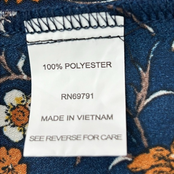 Roz & Ali Women’s Blouse Top Size L Blue/White/Rust Polyester Flutter Sleeves - Picture 7 of 10